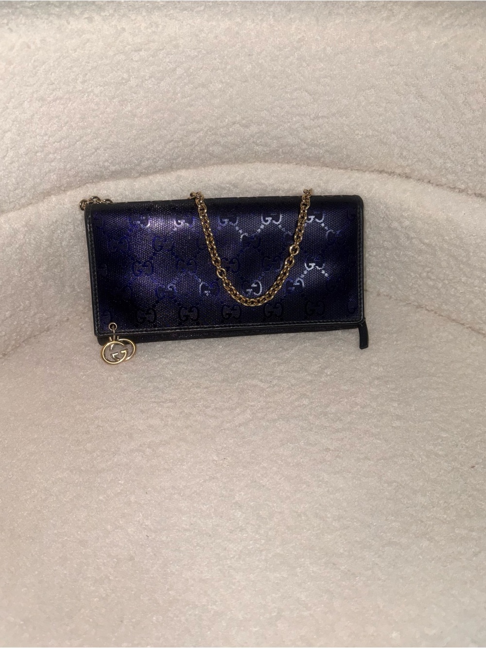 Gucci Navy GG Monogram Wallet on Chain - Picture 14 of 16